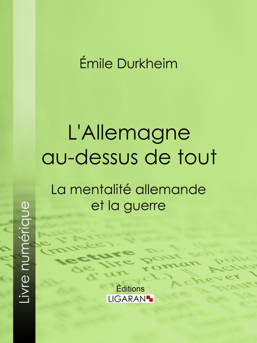 Title details for L'Allemagne au-dessus de tout by Émile Durkheim - Available